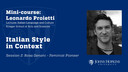 Session 2: Italian Style in Context